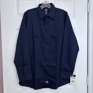 Dickies work shirt NEW Mens medium Pockets Navy blue Long sleeves Career Tough